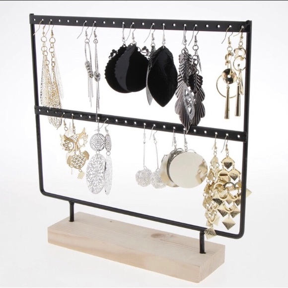Other - 2 IRON & STURDY WOOD wood earring Jewelry Holder Display Rack Stand organizer
